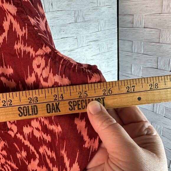 Knox Rose women’s Dark red and pink Button up Long Sleeve Blouse plus size - Picture 8 of 9